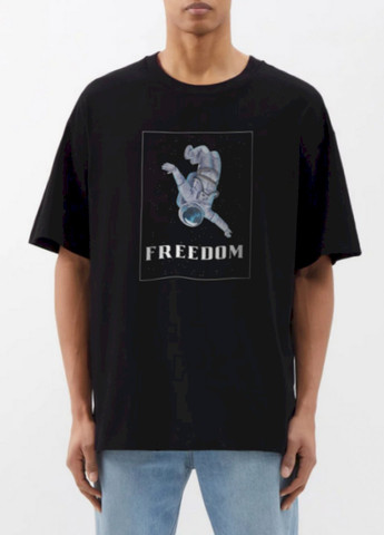 Черная футболка oversize мужская черная "свобода" Trace of Space