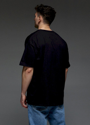 Чорна футболка oversize чоловіча чорна "цей момент" Aspirine