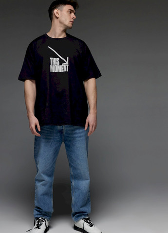 Чорна футболка oversize чоловіча чорна "цей момент" Aspirine