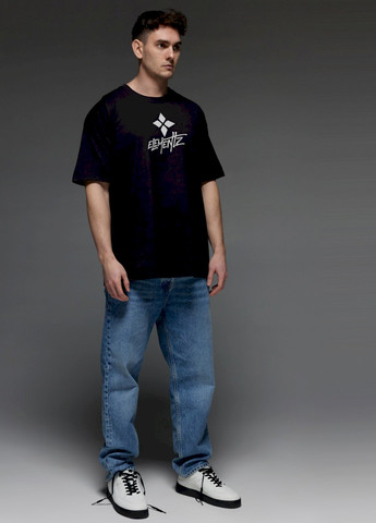 Черная футболка oversize мужская черная "елемент" Aspirine