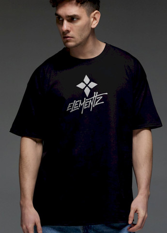 Черная футболка oversize мужская черная "елемент" Aspirine