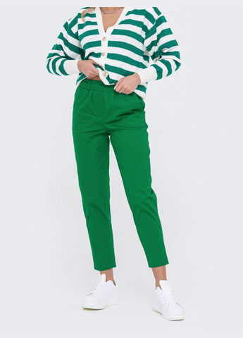 хлопковые брюки зеленого цвета Dressa (259542882)