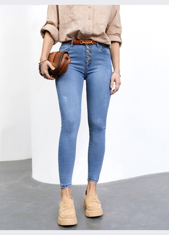 стрейчевые джинсы-скинни голубого цвета Dressa - (259542883)