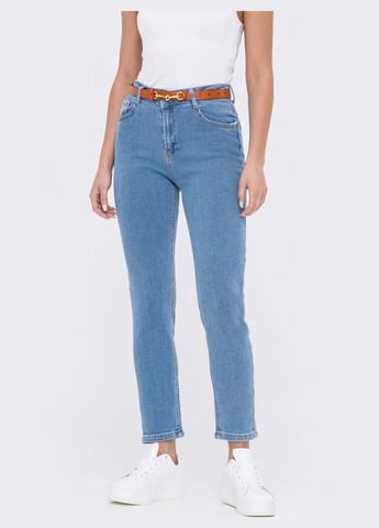 джинсы-мом с завышенной талией голубые Dressa - (259542888)