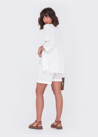 костюм із сорочкою та шортами з льону білого кольору Dressa (259542908)