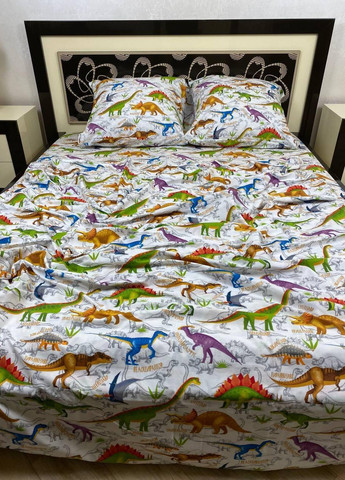 Комплект постельного белья Динозаврики семейный 215х150 см наволочки 2 шт. 70х70 см No Brand (259576566)