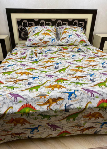 Комплект постельного белья Динозаврики семейный 215х150 см наволочки 2 шт. 70х70 см No Brand (259576566)
