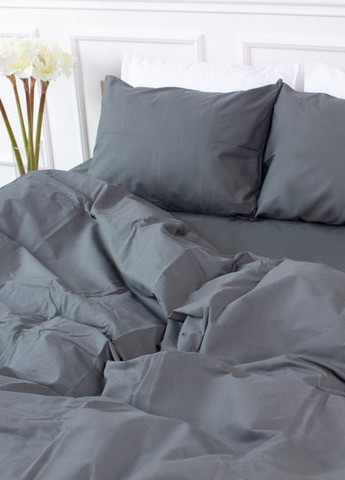Комплект постельного белья однотонный полуторный 215х150 см наволочки 70х70 см Серый No Brand (259576690)