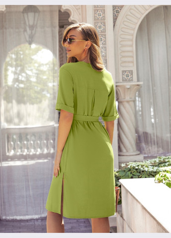 Зелена зелена сукня-сорочка з льону з розрізами Dressa