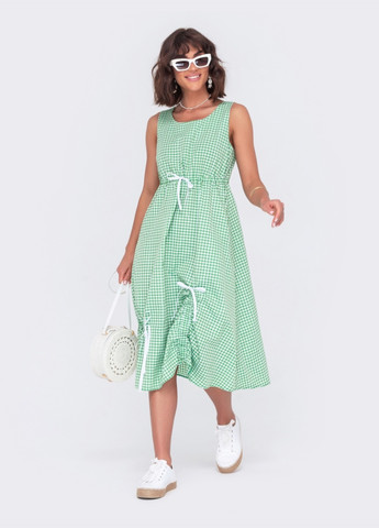 Зеленое летнее платье в клетку зеленого цвета Dressa