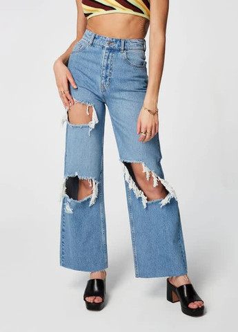 Широкие джинсы с дырками Jennyfer - (259555090)