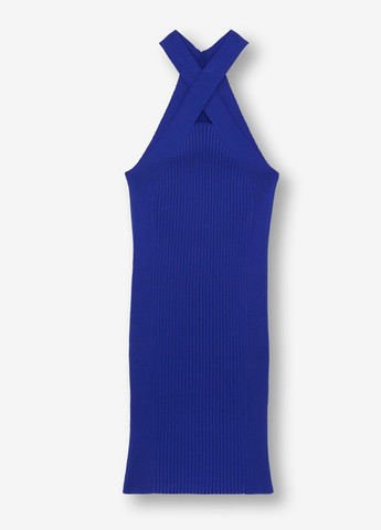 Синее кэжуал платье в рубчик Jennyfer однотонное