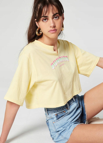 Жовта літня футболка з принтом оверсайз Jennyfer