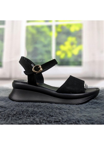 Черные босоножки женские замшевые на платформе Kadisailun
