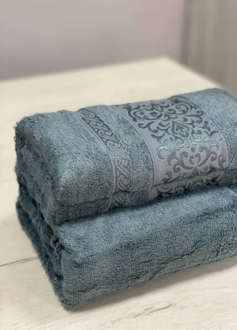 Набір рушників Bamboo 2 шт: 70х140 см, 50х90 см синій No Brand комбінований