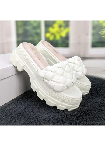 Шльопанці жіночі еко-шкіра плетінка на об'ємній підошві Mengfuna (259635647)