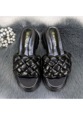 Шльопанці жіночі еко-шкіра плетінка на об'ємній підошві Mengfuna (259635648)