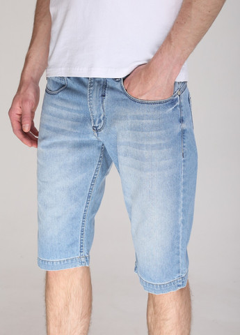 Шорты мужские голубые джинсовые прямые тертые Wise (259578708)