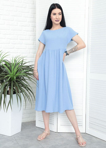 Блакитна кежуал літня сукня міді вільного крою Fashion Girl