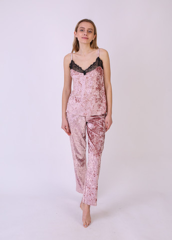 Розовая всесезон пижама женская майка + брюки Serenade