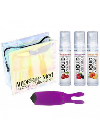 Набор из 3-х вкусов стимулирующего лубриканта Amoreane Med (3х10мл) и вибропули Purple Adrien Lastic (259645403)