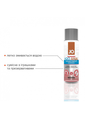 Анальна змазка ANAL H2O — WARMING (60 мл) розігріваюча, на водній основі System JO (259645715)