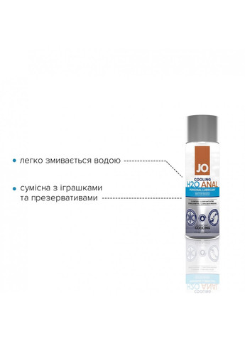 Анальна змазка ANAL H2O — COOLING (60 мл) охолоджуюча, на водній основі System JO (259645696)