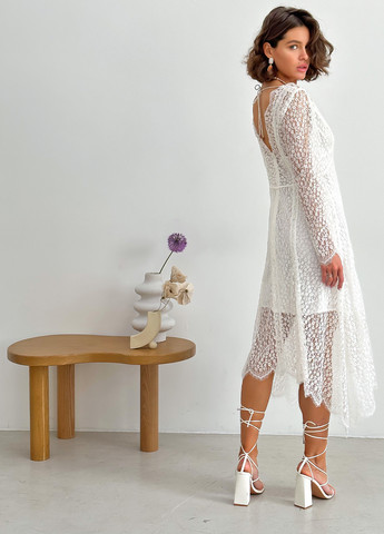 Білий вечірня жіноча мереживна сукня the label з відкритою спиною, а-силует Keepsake однотонна