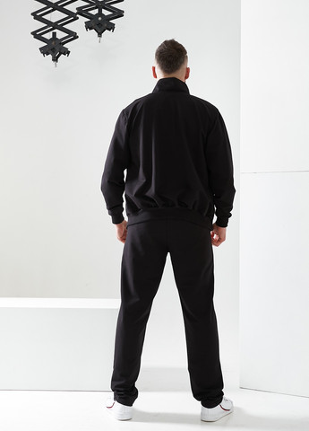 Чорний демісезонний трикотажний демісезонний спортивний костюм зі стойкою Tailer