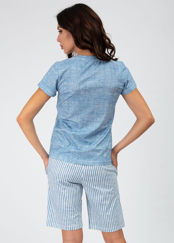 Голубая всесезон женская пижама dominica футболка + шорты Roksana