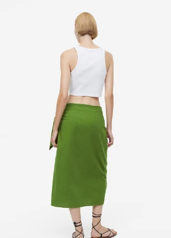Зеленая кэжуал однотонная юбка H&M