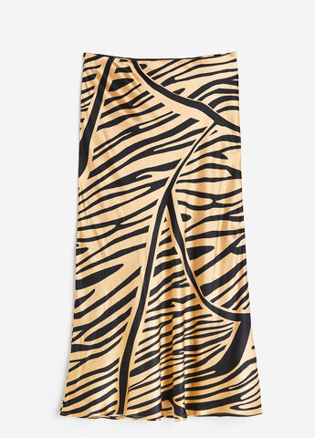 Коричневая кэжуал с тигровым узором юбка H&M