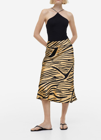 Коричневая кэжуал с тигровым узором юбка H&M