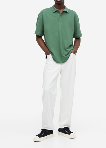 Темно-зеленая футболка-поло для мужчин H&M