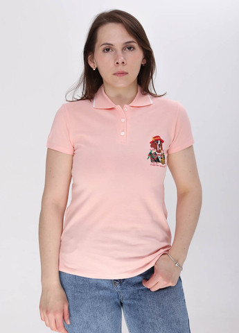 Светло-розовая женская футболка-поло женское светло-розовое с собакой Divon