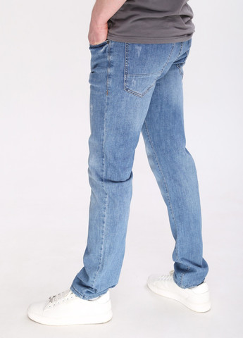 Голубые летние слим джинсы мужские голубые тонкие потертые слим Slim ARCHILES