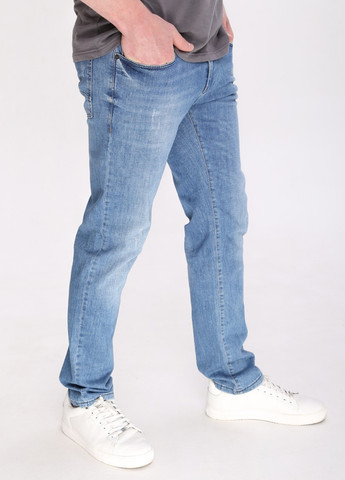 Голубые летние слим джинсы мужские голубые тонкие потертые слим Slim ARCHILES