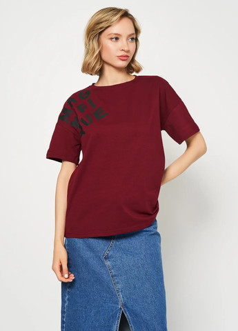 Бордовая всесезон футболка женская с коротким рукавом Роза