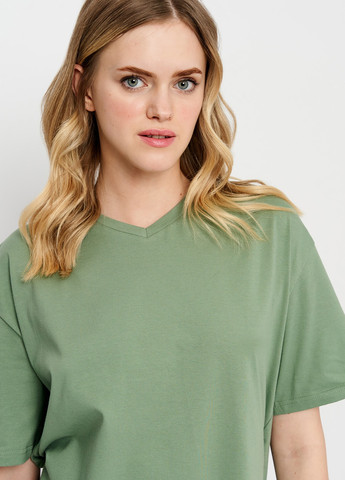 Оливкова літня футболка для жінок з принтом з коротким рукавом Роза