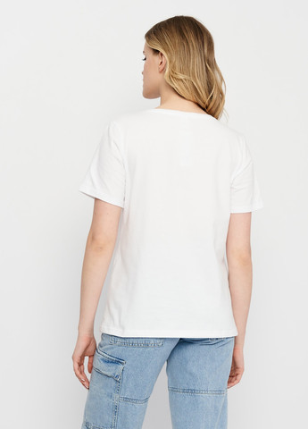 Біла літня футболка для жінок з принтом з коротким рукавом Роза
