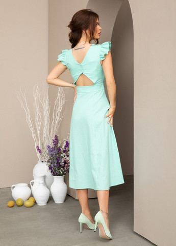 М'ятний коттоновий сарафан з декоративною спинкою ISSA PLUS (259736190)