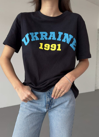 Черная женская футболка ukraine 1991 DARI CO