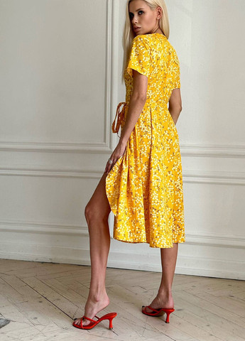 Жовтий повсякденний сукня Liton з квітковим принтом