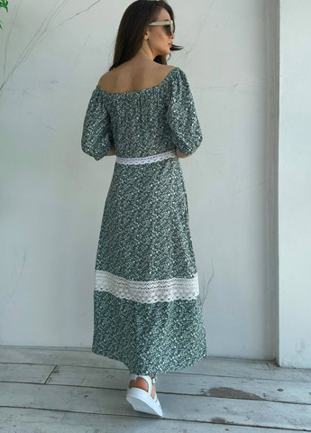 Зеленое повседневный платье Liton с цветочным принтом