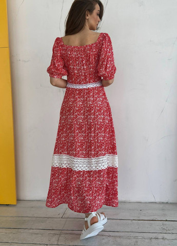 Червона повсякденний сукня Liton з квітковим принтом