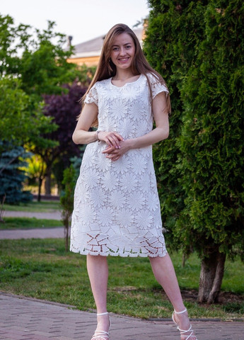 Белое коктейльное платье COTTON однотонное
