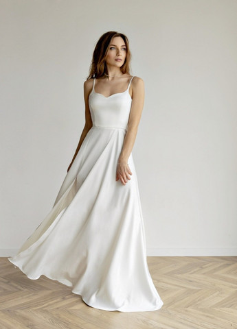 Белое вечернее платье с юбкой-солнце, а-силуэт Vintage однотонное