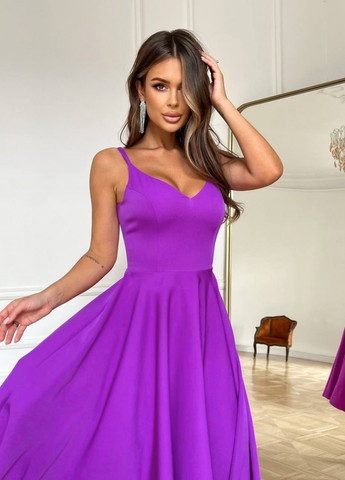 Фиолетовое вечернее платье а-силуэт First Woman однотонное