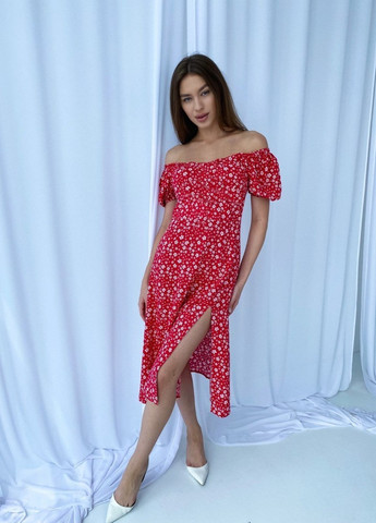 Красное пляжное платье а-силуэт FashionYouWant с цветочным принтом