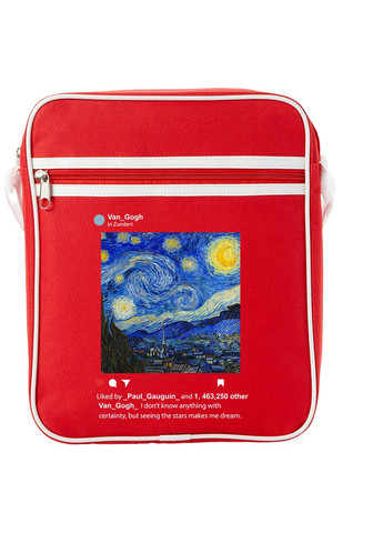 Сумка-мессенджер Инстаграм Звёздная ночь Винсент Ван Гог (Instagram van Gogh) Красный (92289-2965-RD) MobiPrint (259887341)